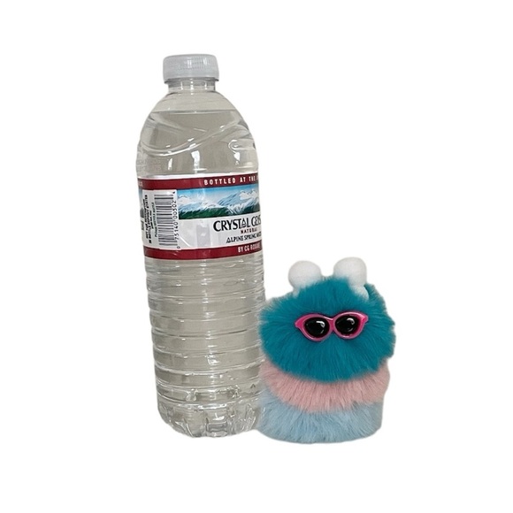 Blue & Pink Sunglasses Character Fluffy Pom Pom Keychain Accessory - Picture 9 of 14